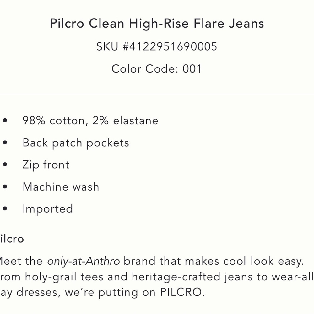 Pilcro Black Denim Pants-Anthropologie 33T - Picture 6 of 7